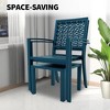 3 Piece Iron Bistro Set, Outdoor Square Patio Table and Chairs Set of 3, Modern Stackable Conversation Patio Furniture for Balcony, Deck, Backyard, - 4 of 4