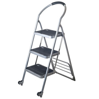 Fleming Supply Step Ladder Dolly Folding Cart - Silver