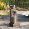 Teamson Home 28" Metal Fiberglass and Polyresin 3-Tier Cascading Fountain with Bowls Warm Gray - 2 of 4