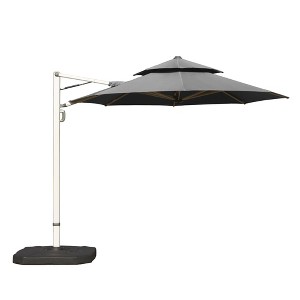 Gulches Round Cantilever Patio Umbrella - UPF 50+, 9-Rib Frame, 360° Rotation, Hydraulic Opening, 5-Position Tilt, Gray - 1 of 4
