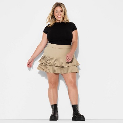 Women's Mini Drop-Waist Pleated A-Line Skirt - Wild Fable™
