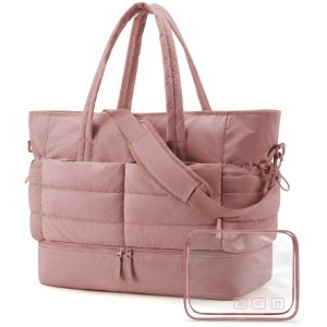 Large Travel Duffel Bag with Shoe Compartment, Puffer Carry-On Gym Weekender Bag - 1 of 4