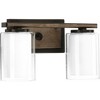 Progress Lighting Mast 2-Light Bath Vanity in Brushed Nickel with Clear and Etched Glass Shades - 3 of 4