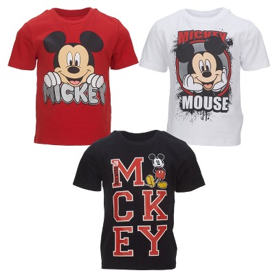 Disney Mickey Mouse Toddler Boys 3 Pack Graphic T-Shirt White/ Red/ Black 