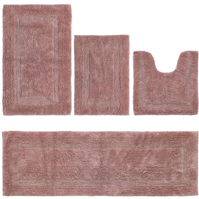 Lux Premium 100% Cotton Tufted Solid Reversible 4 Piece Bath Rug Set – Ultra-Soft, Water-Absorbent, Durable, Machine Washable Bathroom Rug