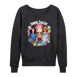 Women's - Barbie - Easter Lightweight French Terry Wide Neck Long Sleeve Graphic Shirt - 1 of 4