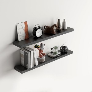 FurnitureR Floating Shelves Set of 2, Wall Shelves for Home Decor, Rustic Wall Mounted Display Ledge for Living Room, 31.5 Inch Wide, Black - 1 of 4