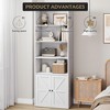 71.4 Inch High Bookcase, Farmhouse Bookcase with Doors and Open Shelves, 6-Tier Freestanding Wooden Bookcase for Living Room, Bedroom, Office - 4 of 4