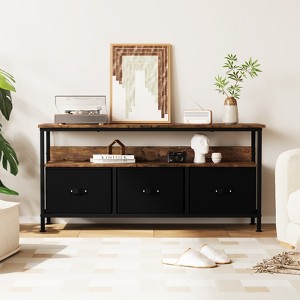 Modern TV Stand for TVs up to 55", TV Stand Dresser with 3 Fabric Drawer, Entertainment Center with Open Shelf - 1 of 4