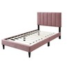 NicBex Twin Size Velvet Upholstered Platform Bed with Wooden Slatted Frame,Modern Small Bed Frame for Bedroom,Kids Room - 3 of 4