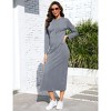 Women Hoodie Dress Stripe Long Sleeve Casual Pullover Slim Sweatshirt Maxi Dresses with Pocket - 2 of 3