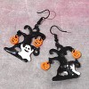 Ghost & Black Tree Drop Earrings - Elegant White Ghost and Silhouette Tree Halloween Jewelry for Women - 4 of 4