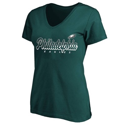 Philadelphia Eagles Women Short Sleeve Tops Summer Casual Blouse V-Neck T  Shirts