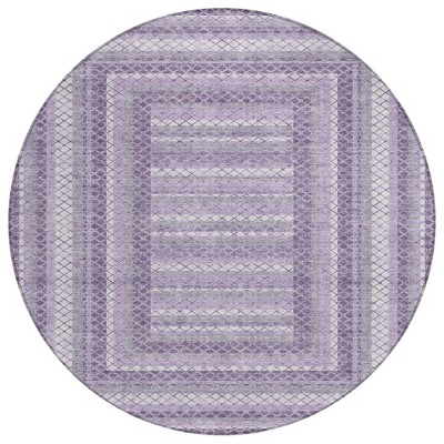 Lavender And Ivory Geometric Washable Indoor Outdoor Area Rug