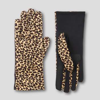 Isotoner Adult Recycled Fleece Gloves - Black Leopard Print : Target