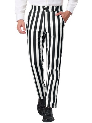 Lars Amadeus Men's Classic Fit Flat Front Business Work Prom Striped Pants  Red White 28 : Target