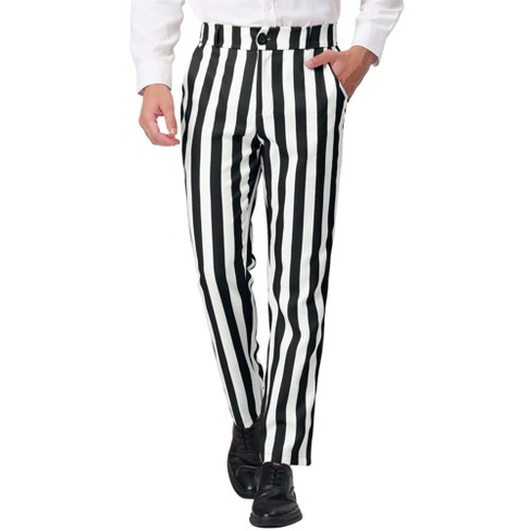 Lars Amadeus Men's Classic Fit Flat Front Business Work Prom Striped Pants  Black White 30 : Target