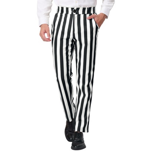 Lars Amadeus Men s Classic Fit Flat Front Business Work Prom Striped Pants Black White 30 Target