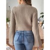 Womens Long Bell Sleeve Mock Neck Cropped Fall Winter Pullover Sweater - 3 of 4