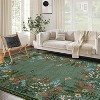 Acekool Washable 8x10 Floral Area Rug - Non-Slip, Soft & Machine Washable for Living Room, Bedroom, Green - 2 of 4
