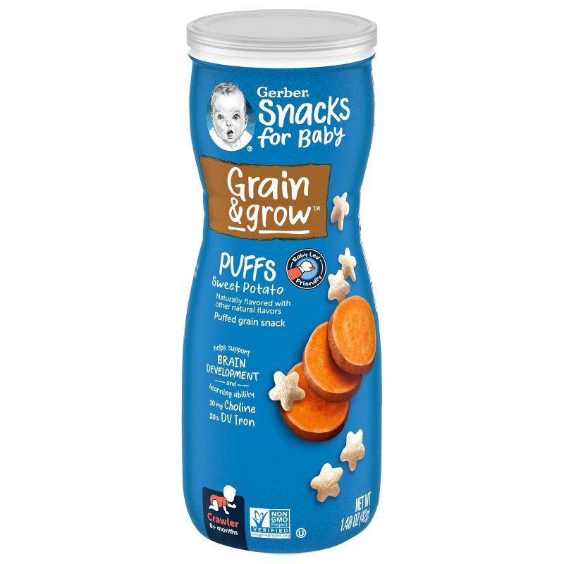 Gerber Puffs Sweet Potato Cereal Baby Snacks - 1.48oz, 1 of 8