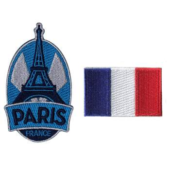 HEDi-Pack 2pk Self-Adhesive Polyester Hook & Loop Patch - Paris France and France Country Flag