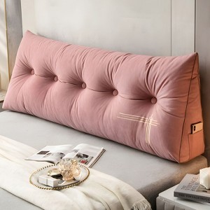 Bekrvio Velvet Wedge Headboard Pillow, Bed Rest Reading Backrest Cushion with Removable Cover & Side Pockets for Daybed & Couch - 1 of 4