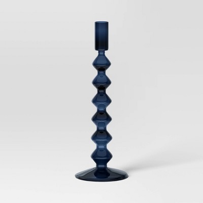 Tall Modern Glass Taper Holder Blue - Threshold&#8482;