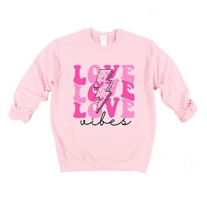 Simply Sage Market Women's Graphic Sweatshirt Love Vibes Bolt - 1 of 4