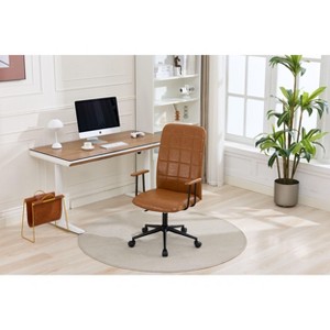 ORRD Antique Brown PU Leather Office Chair, High Back Executive Chair with Adjustable Gas Lift, 360 Swivel & Armrests, Ergonomic Desk Chair - 1 of 4