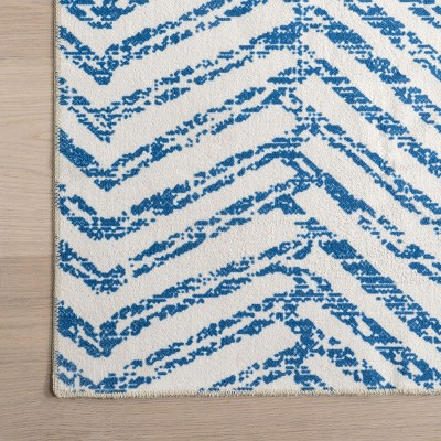 Eco-Friendly Rosanne Blue Geometric 3' x 5' Synthetic Area Rug