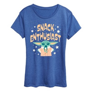 Women's - Star Wars - The Mandalorian Snack Enthusiast Grogu Short Sleeve Graphic T-Shirt - 1 of 4