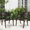 Costway 2/4 PCS Cast Aluminum Patio Chairs Set of 2 All Weather Outdoor Dining Chairs with Armrests Bronze - 2 of 4