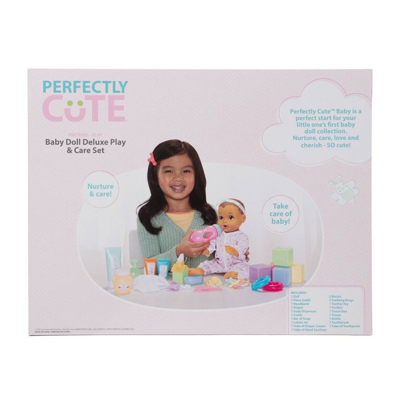 Perfectly Cute 24pc Baby Doll Deluxe Play and Care Set - Light Brown Hair, 6 of 7