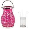 Northlight Woven Iron Pillar Candle Lantern with Glass Hurricane - 13.5" - Fuchsia Pink - 3 of 4