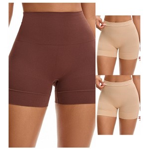 INSPIRE CHIC 3 Packs Women's High Waisted Boyshorts Soft Stretch Seamless Control Panties for Under Dresses - 1 of 4
