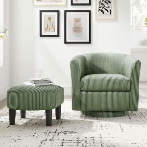 CAVINAS Accent Chair, Swivel Accent Chair 360～ Comfy Recliner Corduroy Arm Chair Single Sofa with Ottoman for Living Room Bedroom - 1 of 4