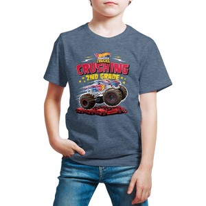 Boys' - Hot Wheels - Monster Trucks Crushing 2nd Grade Short Sleeve Graphic T-Shirt - 1 of 4