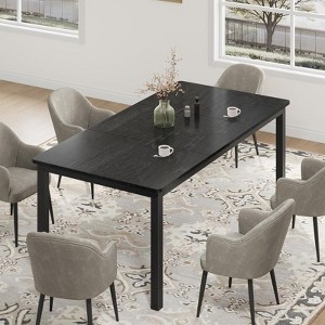 Industrial Dining Table for 6-8 People, Long Kitchen Table with Sturdy Metal Frame & Round Corner Rectangular Counter for Dinner - 1 of 4