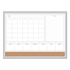 U Brands 4N1 Magnetic Dry Erase Combo Board, 23 x 17, Tan/White Surface, Silver Aluminum Frame - 1 of 4