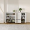 63 Inch Sideboard Buffet Cabinet with Rack Shelf 4 Doors 3 Drawers, Coffee Bar Storage with Metal Legs, Divided Display Storage Sideboard, White - 4 of 4