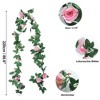 Unique Bargains Artificial Flowers Hanging Vine Rose Vine Garland 86.6" Pink 2 Pcs - 2 of 4