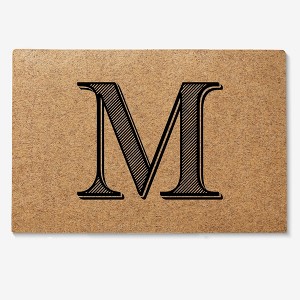 Personalization Mall Noir Initial 18x27 Synthetic Coir Doormat - 1 of 1
