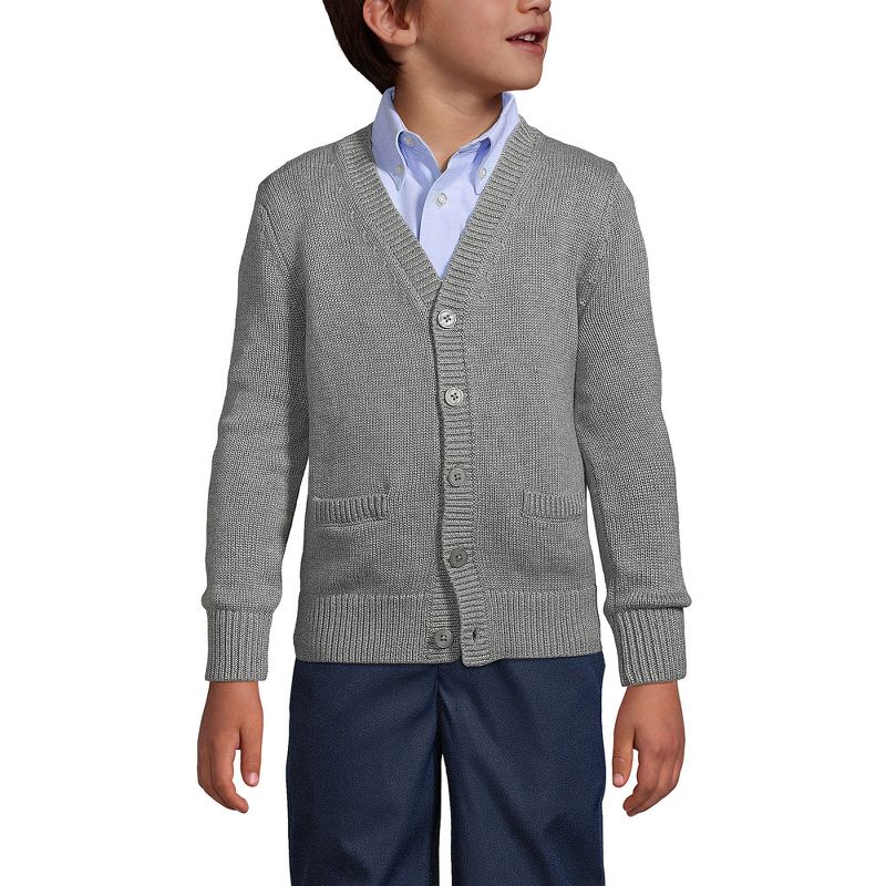 Lands' End School Uniform Kids Cotton Modal Button Front Cardigan Sweater, 3 of 6
