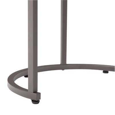 Camber Pewter Metal and Glass Round Nesting Table Set