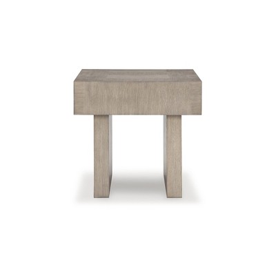 Light Grayish Brown Square Wood End Table