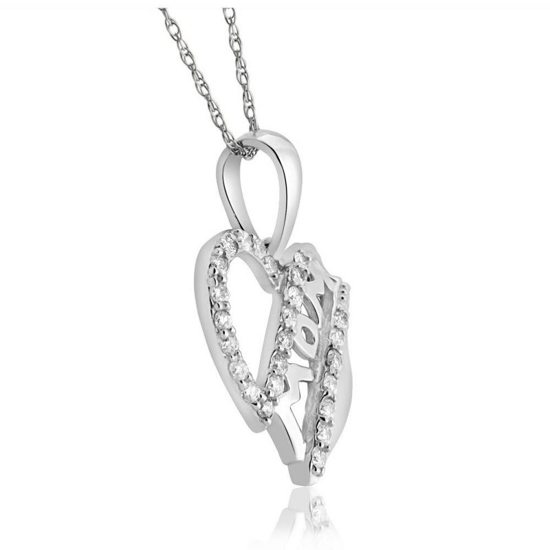 Pompeii3 Diamond MOM Heart Pendant in White, Yellow, or Rose Gold Includes 18" Necklace, 2 of 5
