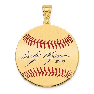 Black Bow Jewelry 14K Gold Plated Early Wynn Signature MD Enamel Baseball Pendant - 1 of 4