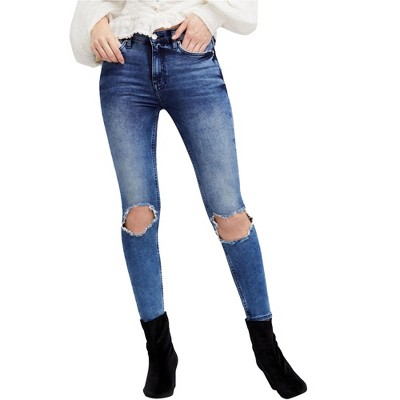 Free People Womens Ripped Skinny Fit Jeans