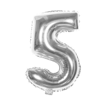 Unique Bargains Foil Number 5 Shape Helium Balloon Birthday Wedding Silver Tone 16"